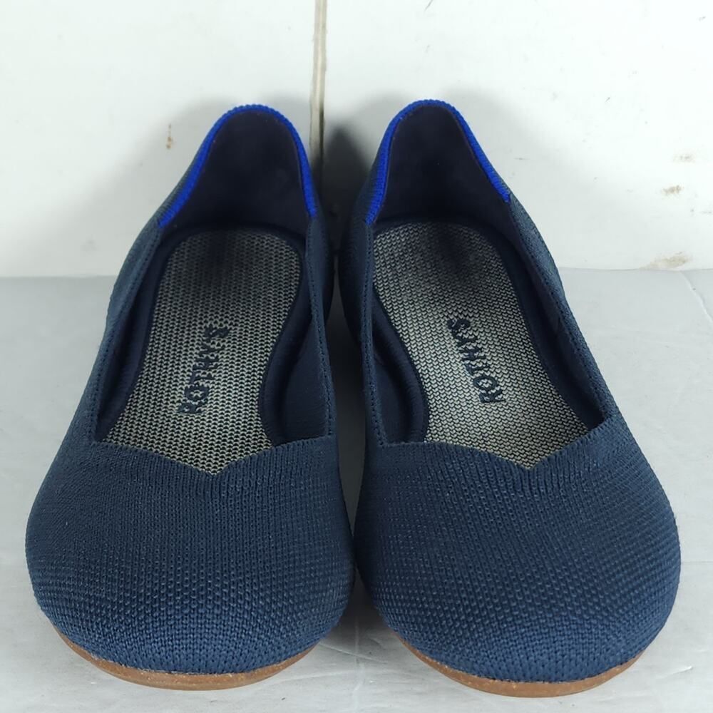 Rothy's Women's The Flat Round Toe US6 Navy Blue Textile Slip On Ballet Flats - Picture 4 of 16